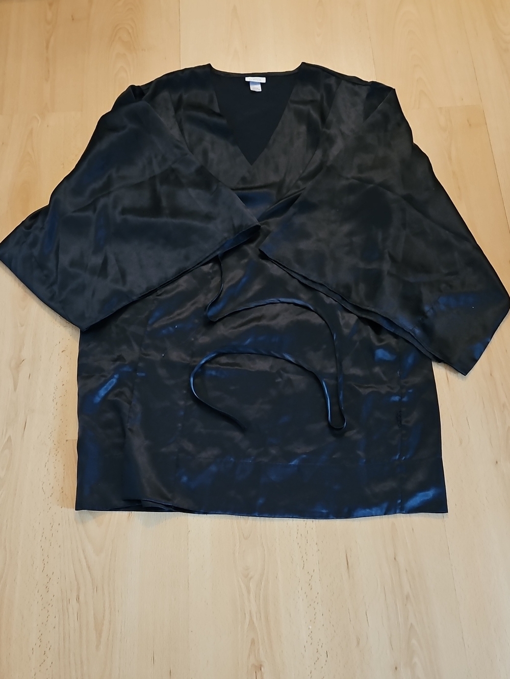 La SENZA Black Satin V-Neck Wrap Robe